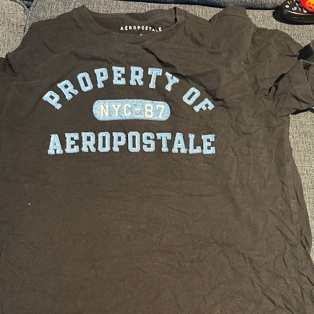 Aeropostale Black Tee with Blue NYC Graphic